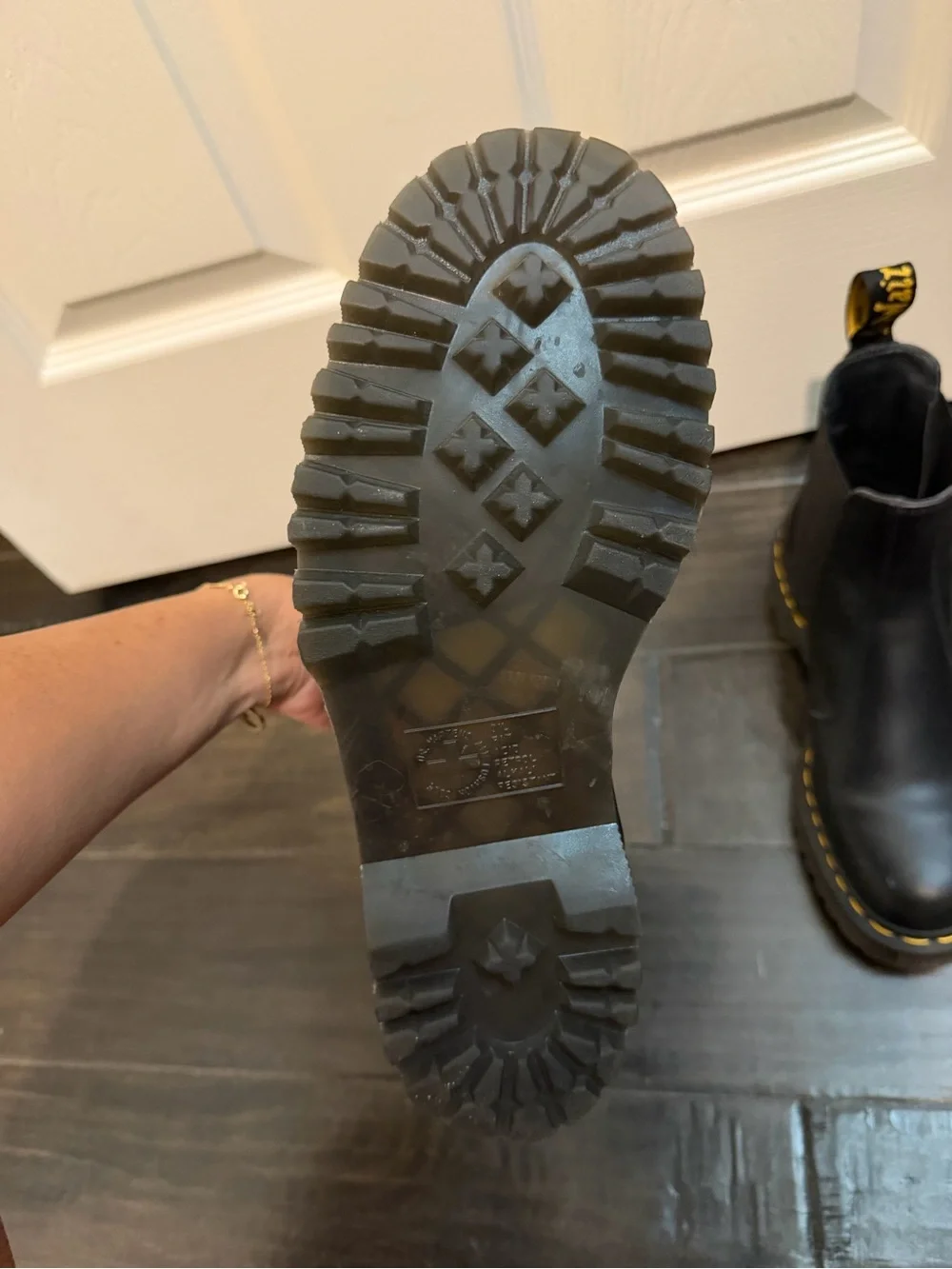 Black Doc Martens Chelsea Boots with Yellow Stitching